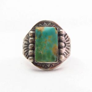 Antique Stamped Silver Tourist CigarBand Ring w/Sq.TQ c.1930