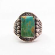 Antique Stamped Silver Tourist CigarBand Ring w/Sq.TQ c.1930