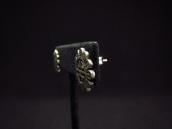 OLDPAWN Hopi  SunFace Silver Overlay Pierced Earrings c.1980