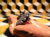 OLDPAWN Hopi  SunFace Silver Overlay Pierced Earrings c.1980