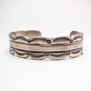 Allen Pooyouma Hopi Stamped Silver Cuff Bracelet  c.1940