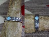 【NAVAJO GUILD】Stamped Silver Cuff w/Gem #8 Turquoise c.1941～