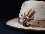 Vtg Navajo Silver Pin Brooch w/Rainbow PetrifiedWood c.1940～