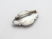 Vtg Navajo Silver Pin Brooch w/Rainbow PetrifiedWood c.1940～