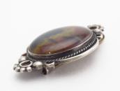 Vtg Navajo Silver Pin Brooch w/Rainbow PetrifiedWood c.1940～
