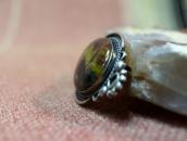 Vtg Navajo Silver Pin Brooch w/Rainbow PetrifiedWood c.1940～