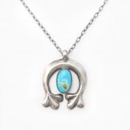 Vtg Navajo Cast Small Naja w/Turquoise Top Necklace c.1950～