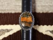 Atq Navajo Split Shank Ring w/2Tone PetrifiedWood  c.1945～