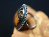 Atq Navajo Split Shank Ring w/2Tone PetrifiedWood  c.1945～