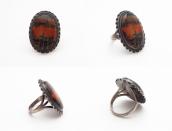 Atq Navajo Split Shank Ring w/2Tone PetrifiedWood  c.1945～