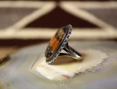Atq Navajo Split Shank Ring w/2Tone PetrifiedWood  c.1945～