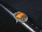 Atq Navajo Split Shank Ring w/2Tone PetrifiedWood  c.1945～