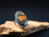 Atq Navajo Split Shank Ring w/2Tone PetrifiedWood  c.1945～