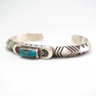 【Clendon Pete】 Flattop Triangular Wire Cuff w/Morenci TQ   L