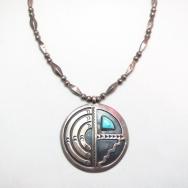 Vintage [ON BOOK] Overlay Round Fob Bead Necklace  c.1950