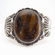 【GARDEN OF THE GODS】 Atq Silver Cuff w/PetrifiedWood  c.1935