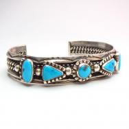 Vintage Triangle wire 5TQ Row Cuff Bracelet  c.1950