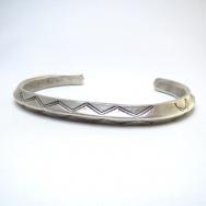 Antique Navajo Stamped Ingot Silver TriangleWire Cuff c.1920