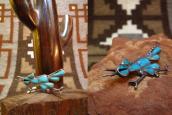 Vintage Zuni TQ Inlay Roadrunner Shape Pin  c.1960～