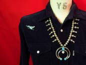 Vintage Zuni TQ Inlay Roadrunner Shape Pin  c.1960～