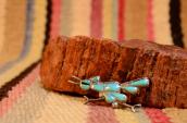 Vintage Zuni TQ Inlay Roadrunner Shape Pin  c.1960～