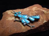 Vintage Zuni TQ Inlay Roadrunner Shape Pin  c.1960～