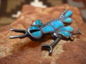 Vintage Zuni TQ Inlay Roadrunner Shape Pin  c.1960～
