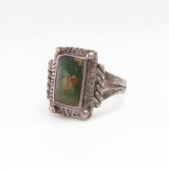 Atq Navajo Split Shank Ring w/Sq. Green Turquoise  c.1930～