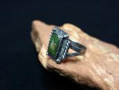 Atq Navajo Split Shank Ring w/Sq. Green Turquoise  c.1930～