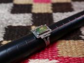 Atq Navajo Split Shank Ring w/Sq. Green Turquoise  c.1930～