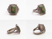 Atq Navajo Split Shank Ring w/Sq. Green Turquoise  c.1930～