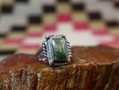 Atq Navajo Split Shank Ring w/Sq. Green Turquoise  c.1930～