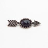 Antique Arrow Shape Silver Small Pin w/PetrifiedWood c.1940～