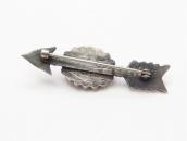 Antique Arrow Shape Silver Small Pin w/PetrifiedWood c.1940～