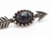 Antique Arrow Shape Silver Small Pin w/PetrifiedWood c.1940～