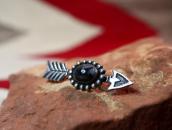 Antique Arrow Shape Silver Small Pin w/PetrifiedWood c.1940～