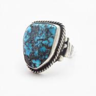 Vintage Navajo/Pueblo Silver Ring w/Rough Turquoise c.1965～