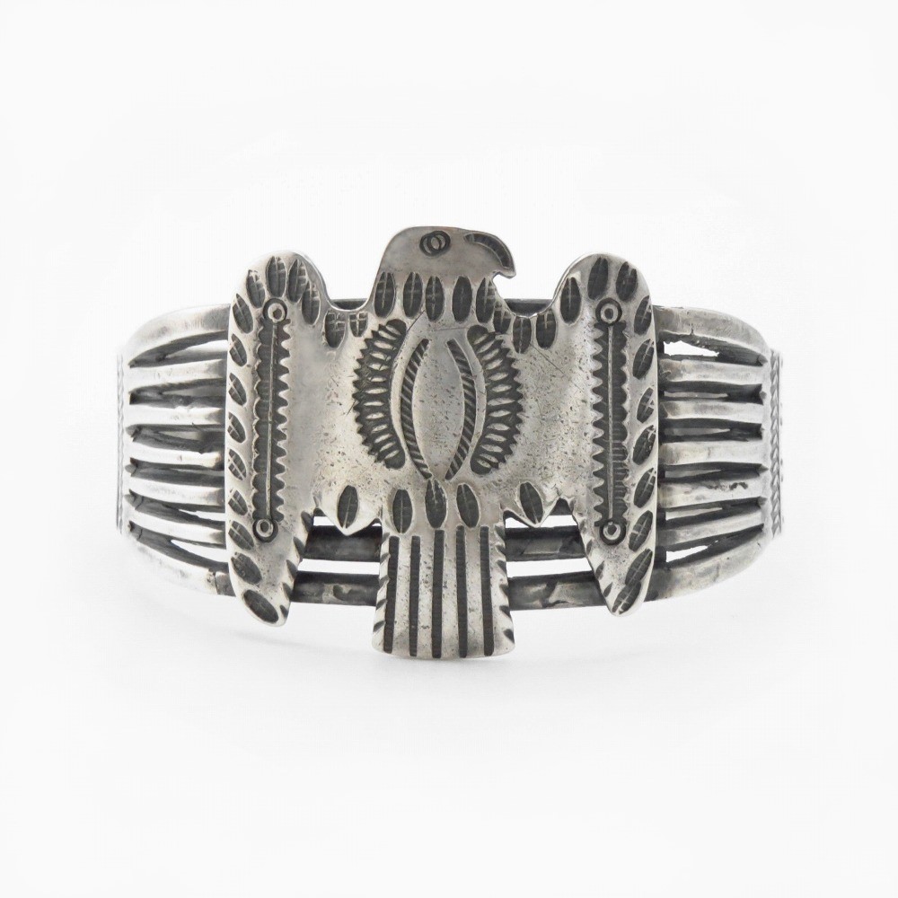 Atq Navajo/Pueblo T-bird Applique Ingot Silver Cuff c.1920~