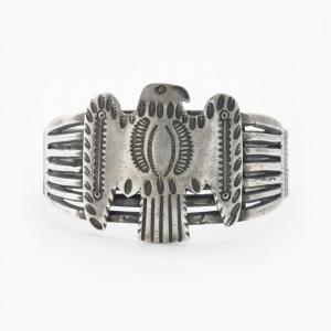 Atq Navajo/Pueblo T-bird Applique Ingot Silver Cuff c.1920～