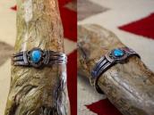 Vtg Pueblo or Navajo Stamped & Coiled Wire Cuff w/TQ c.1945～