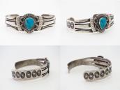 Vtg Pueblo or Navajo Stamped & Coiled Wire Cuff w/TQ c.1945～
