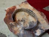 Vtg Pueblo or Navajo Stamped & Coiled Wire Cuff w/TQ c.1945～