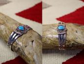 Vtg Pueblo or Navajo Stamped & Coiled Wire Cuff w/TQ c.1945～