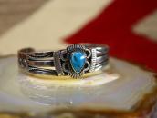Vtg Pueblo or Navajo Stamped & Coiled Wire Cuff w/TQ c.1945～