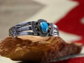Vtg Pueblo or Navajo Stamped & Coiled Wire Cuff w/TQ c.1945～