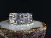 Antique Navajo 卍 & T-birds Repoused Coin Silver Cuff c.1920～
