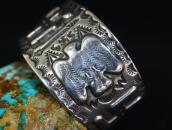Antique Navajo 卍 & T-birds Repoused Coin Silver Cuff c.1920～