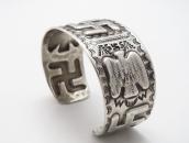 Antique Navajo 卍 & T-birds Repoused Coin Silver Cuff c.1920～