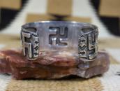 Antique Navajo 卍 & T-birds Repoused Coin Silver Cuff c.1920～