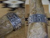 Antique Navajo 卍 & T-birds Repoused Coin Silver Cuff c.1920～